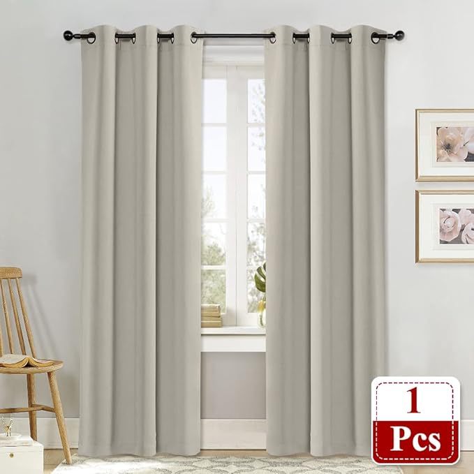 NICETOWN Natural Room Darkening Curtain and Drape Energy Efficient Warmth Solid - Image 2