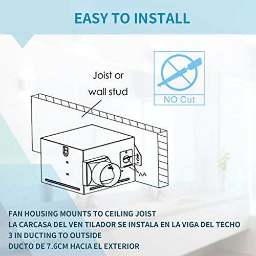 Tech Drive Very-Quiet 70 CFM, 2.0 Sone Bathroom Ventilation and Exhaust Fan - Image 4