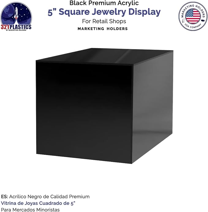 6 Pack 5 Inch Acrylic Display Riser Box Black Square Retail Product Riser One - Image 5