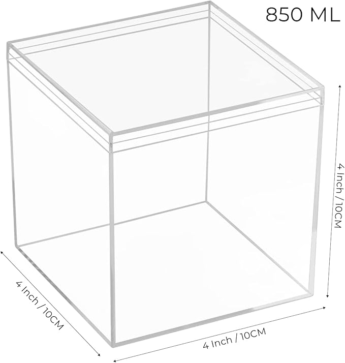 Large Acrylic Box with Lid 4 Pieces Clear Display Box Plastic Square Cube - Image 2
