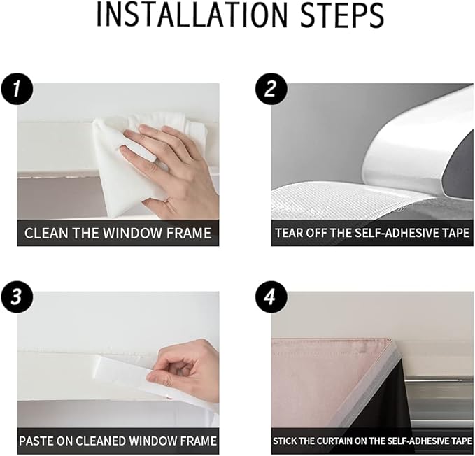 Autohesion Curtains for Windows, Bedroom Blackout Curtains for - Image 3
