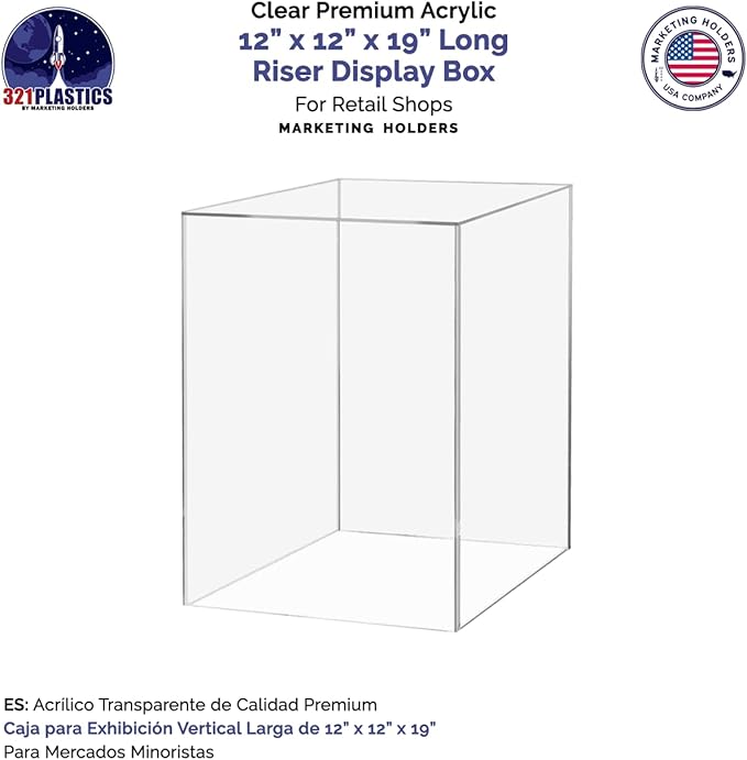 Marketing Holders 2 Pack Riser Display Box Clear Acrylic 12" x 12” x 19” No - Image 5