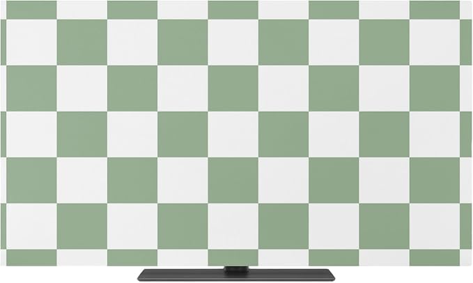 White Sage Green Buffalo Plaid Indoor TV Cover, Elastic TV Screen Protector - Image 2