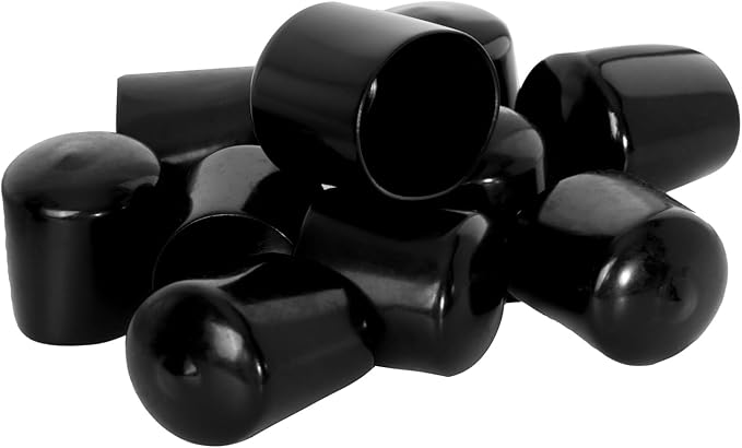 10 PCS Black Round Vinyl Rubber End Caps Kits, Flexible Screw Thread Protectors by Zinkebol
