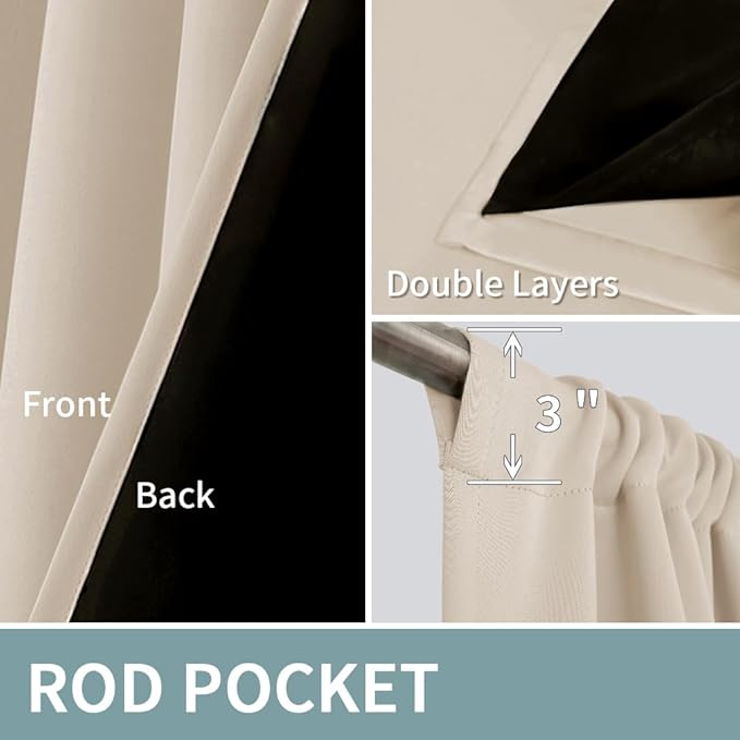 BGment Blackout Curtains for Bedroom 63 Inch Length, Thermal Insulated Full - Image 9