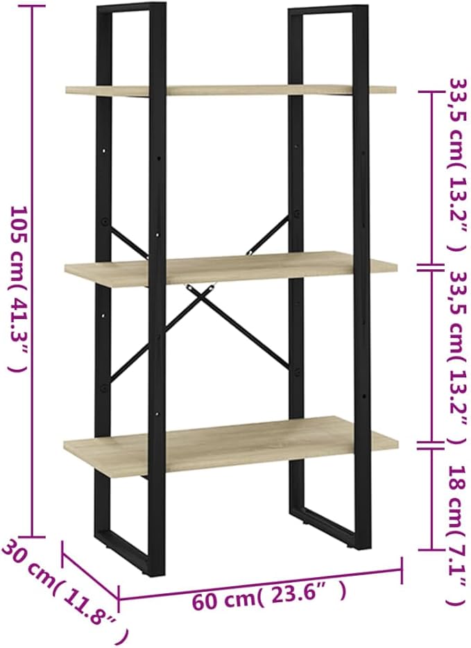 Industrial 4-Tier Storage Shelf 41.3" H Sonoma Oak Engineered Wood & Matte - Image 2