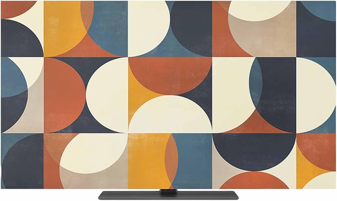 Mid Century Color Block Circle Abstract Geometric Indoor TV Cover, Elastic TV - Image 2