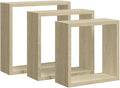 vidaXL Set of 3 Sonoma Oak Wall Cube Shelves by vidaXL
