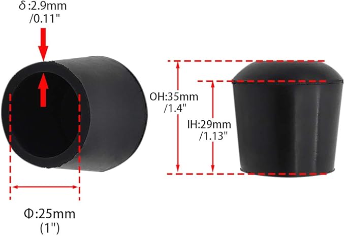 Flyshop 1", 25 mm, Patio Round Chair Leg Caps, Furniture Table Feet Covers - Image 2