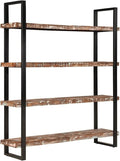4-Tier Industrial Bookshelf 70.9 Inch Tall Solid Reclaimed Wood Storage Shelf by WDGJJFECNMUEHI