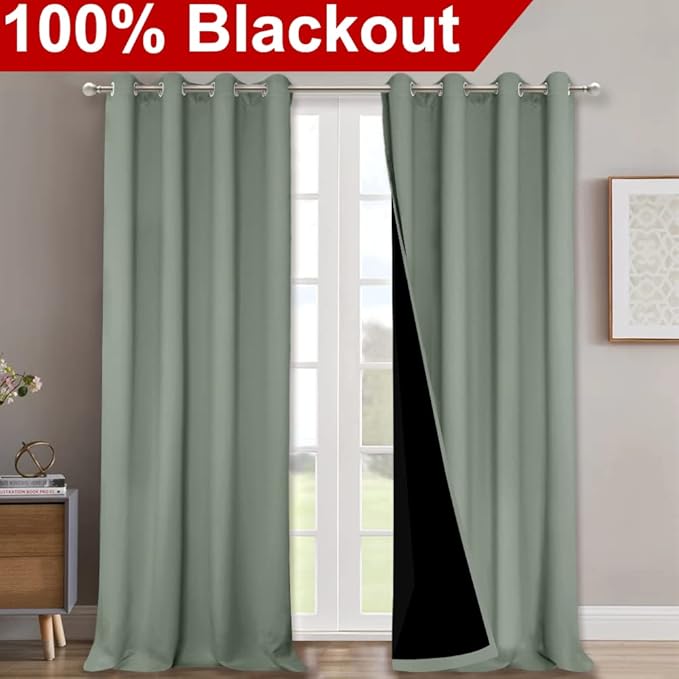 NICETOWN Full Shading Curtains for Windows, Super Heavy-Duty Black Lined - Image 2