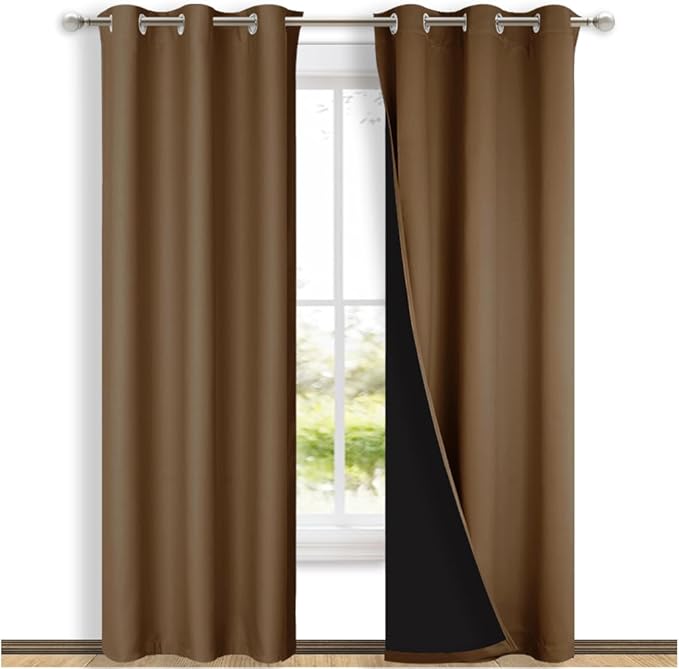 NICETOWN Gold Brown Full Shade Curtain Panels, Pair of Thermal Insulated & by NICETOWN