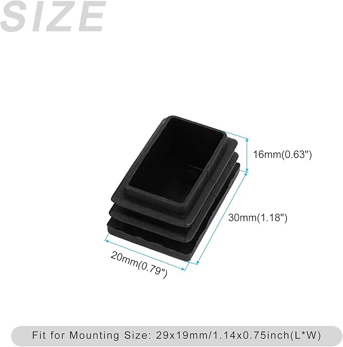 METALLIXITY Rectangle End Caps 24Pcs, Plastic Rectangle Tube Inserts Threaded - Image 2