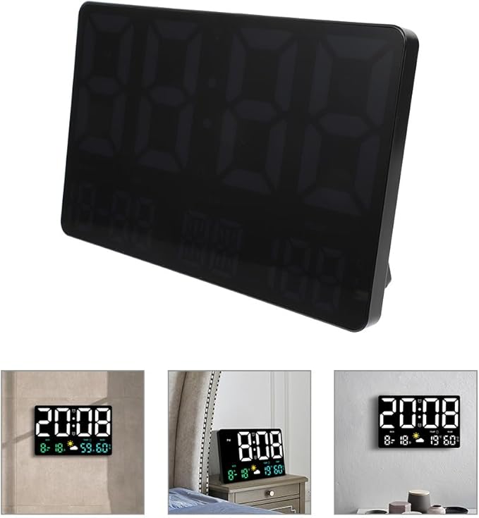 Large Digital Wall Clock with Temperature and Humidity Sensor Colorful Led - Image 9