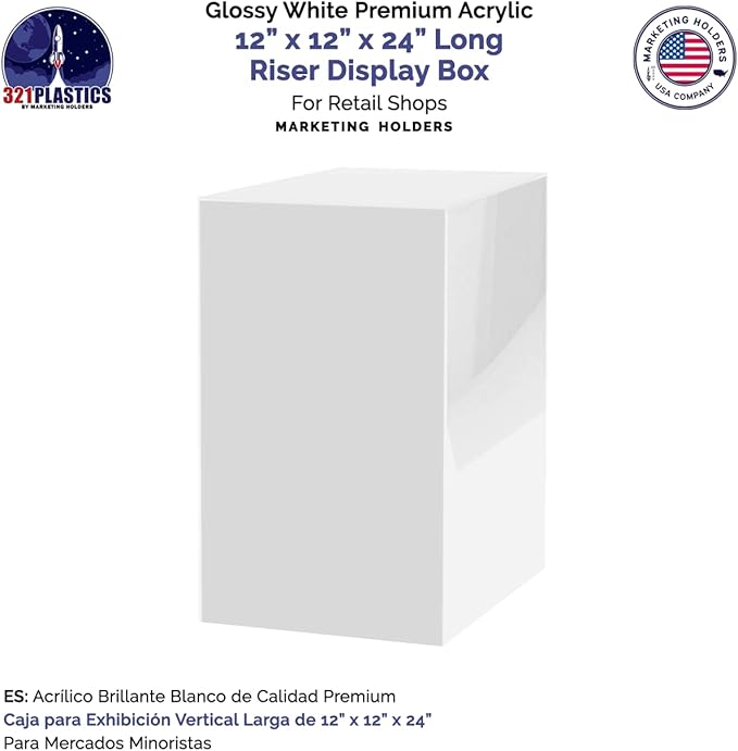 Marketing Holders Acrylic Display Riser Box White Acrylic Pillar 12" x 12” x - Image 5
