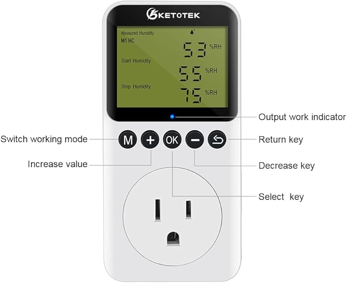 Digital Humidity Controller Outlet Plug 120v 15A Humidistat Countdown Control - Image 3