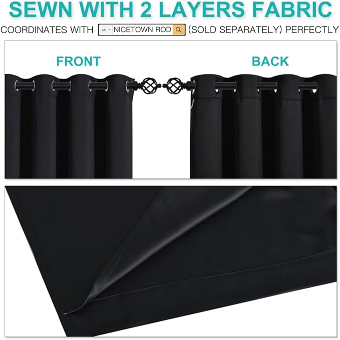 NICETOWN Cold Blocking 100% Blackout Curtains, Durable Black Lined Blackout - Image 5