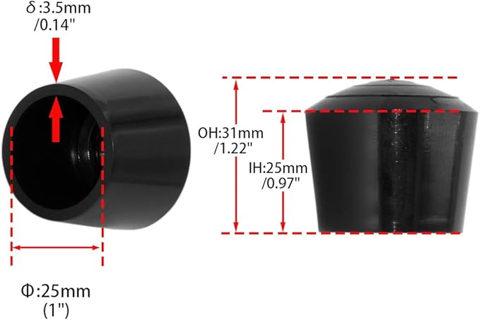Flyshop 1", 25 mm, Patio Round Chair Leg Caps, Furniture Table Feet Covers - Image 2