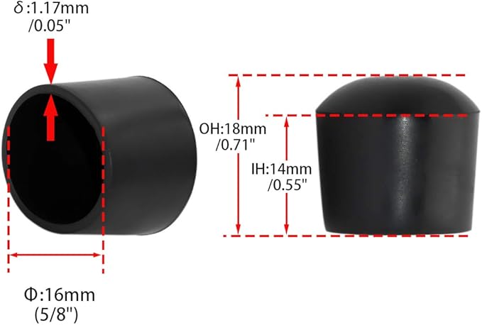 Flyshop 5/8", 16 mm, Patio Round Chair Leg Caps, Furniture Table Feet Covers - Image 2