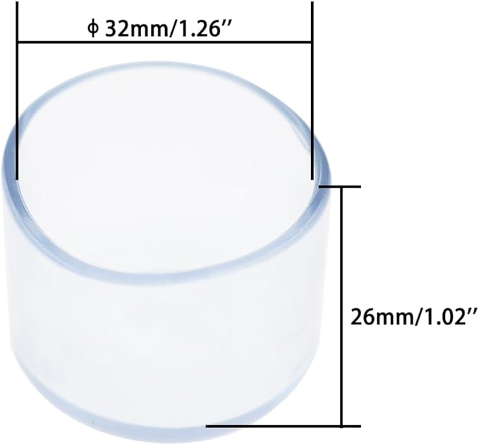 Round Chair Leg Caps, PVC Furniture Feet Covers, TTZEZE Transparent Round Floor - Image 2