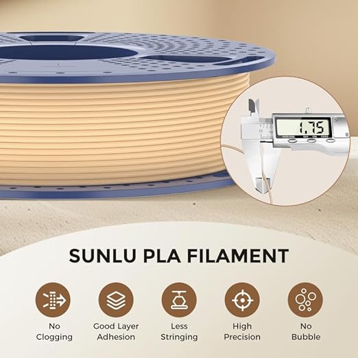 Real Wood Fiber PLA Filament 1.75mm, Natural Matte Texture, 1kg SUNLU 3D - Image 4