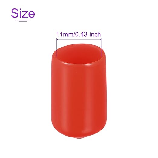 DMiotech 100 Pack 11mm ID Red Screw Thread Protectors Rubber End Caps Bolt - Image 4