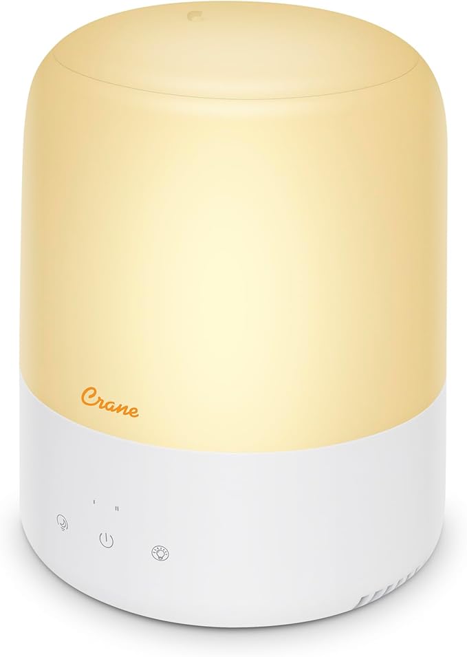Crane Top Fill Mini Humidifier for Bedroom and Nursery 3-In-1 Essential Oil by Crane