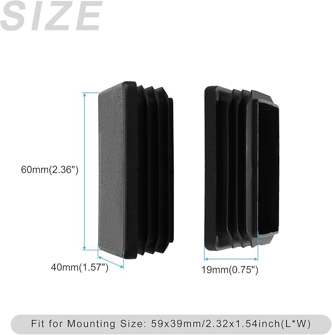 METALLIXITY Rectangle End Caps 4Pcs, Plastic Rectangle Tube Inserts Threaded - Image 2