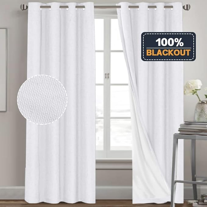 PrinceDeco Blackout Curtains for Bedroom/Living Room Light Blocking White - Image 7