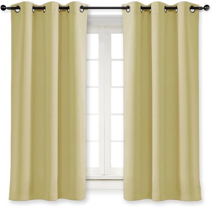 NICETOWN Kitchen Blackout Window Curtain Panel, Paler Yellow, 1 Panel, 42 by 63 by NICETOWN