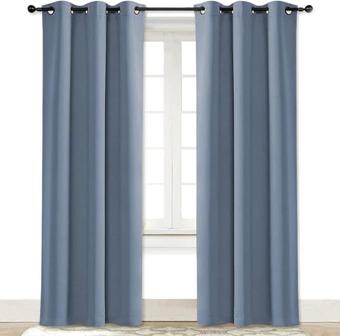 NICETOWN Curtain Blackout Drape Panel, Single Panel, 34 x 84 inch, Stone Blue by NICETOWN