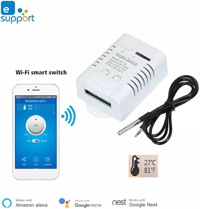 eWeLink Smart 16A Switch with Temperature and Humidity Monitoring, WiFi - Image 2