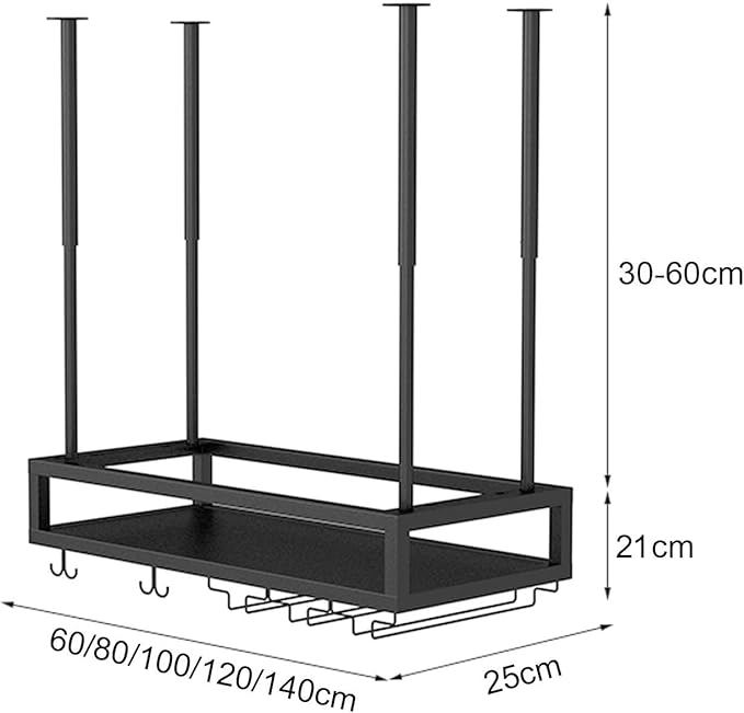 Hanging Black Wine Glass Holder Metal Wine Bottle Rack - Image 3