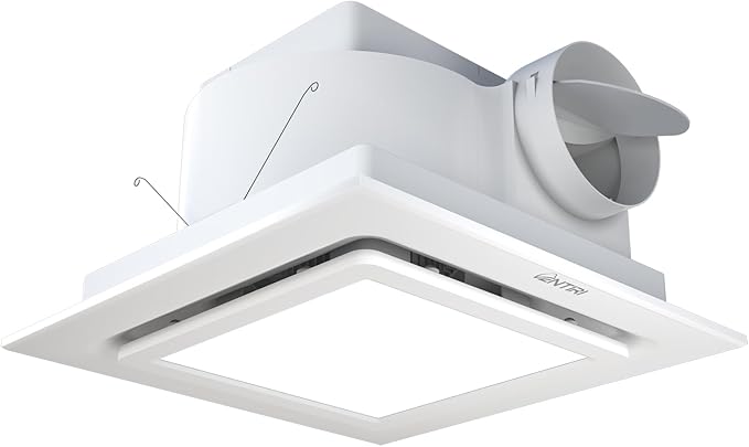 Bathroom Exhaust Fan with Light, 12 INCH, Upgraded Quiet Square Vent Fans with by VENTIRIBathroomExhaustFan