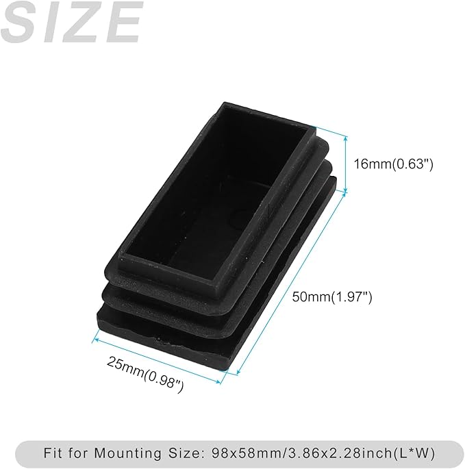 METALLIXITY Rectangle End Caps 24Pcs, Plastic Rectangle Tube Inserts Threaded - Image 2