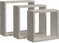 vidaXL Set of 3 Modern Wall Cube Shelves in Concrete Gray Floating Storage by vidaXL