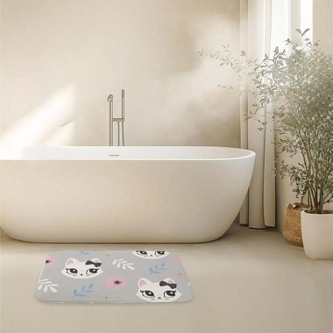Cute Pet Animal Kitten Bow Runner Rug Bathroom Toilet Rugs Foot Mat Mats - Image 6