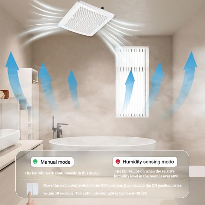 Bathroom Exhaust Fan 110CFM 1.2Sone, Quiet Bath Fan - Image 3