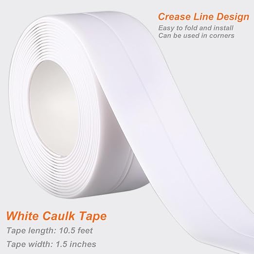 White Caulk Tape Waterproof Self Adhesive, Toilet & Bathtub Sealant Strip - Image 2