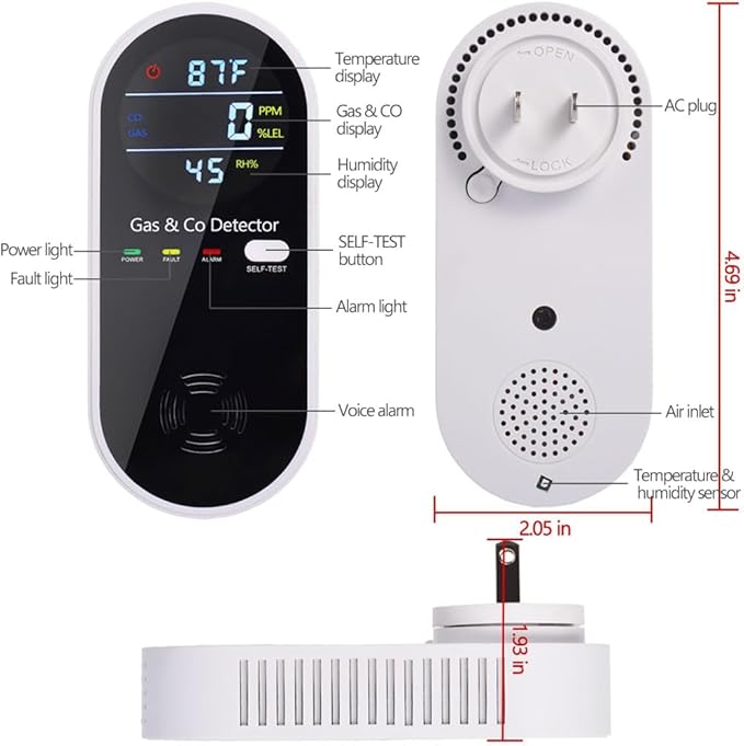 Plug in Carbon Monoxide and Natural Gas Detector, Combination Gas & Carbon - Image 2