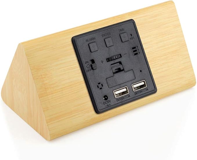 OCT17 Wooden Alarm Clock, Wood Alarm Clock Smart LED Digital Clock - Image 8