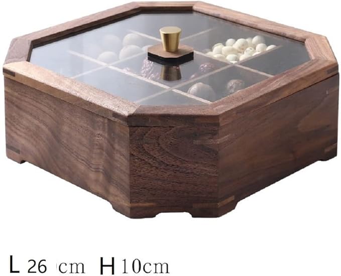 Show Box 9 Compartments Snack Storage Box Container Solid Black Walnut Wood - Image 4