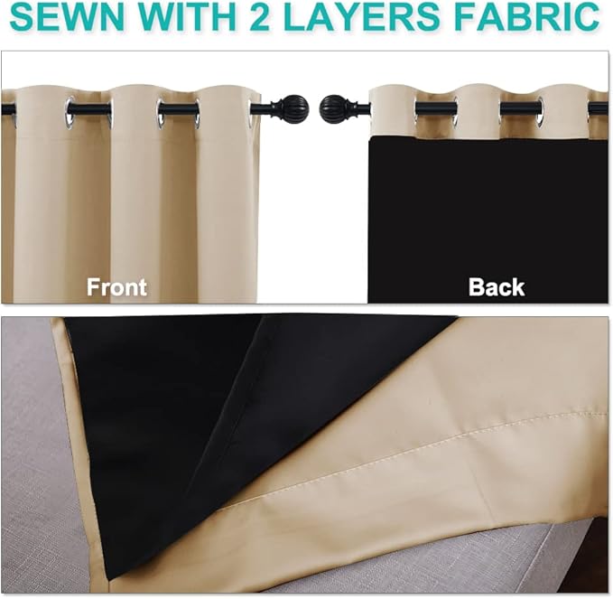 NICETOWN Living Room Completely Shaded Draperies, Biscotti Beige, 1 Piece - Image 4