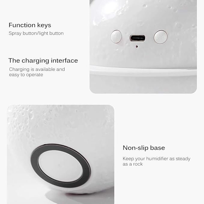 Moon Lamp Humidifier, 2 in 1 Moon Night Light & Humidifiers - Image 7