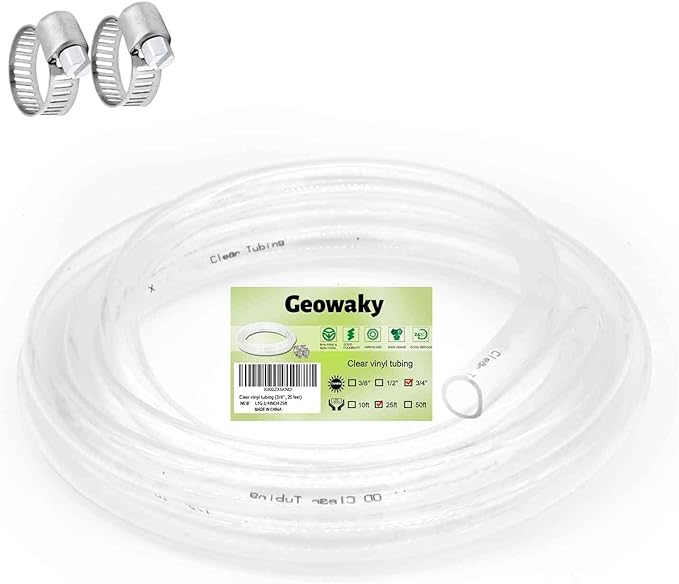 Clear Vinyl Tubing 3/4" ID × 1" OD -25 Ft 30PSI, Flexible Plastic Tubing by ProfessionalBrand