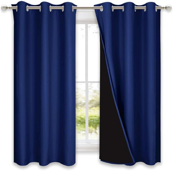 NICETOWN 100% Blackout Curtains 45 inches Long, Royal Blue, 1 Pair, 42 inches by NICETOWN