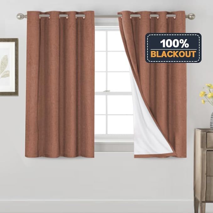 PrinceDeco Primitive Textured Linen 100% Blackout Curtains - Image 6