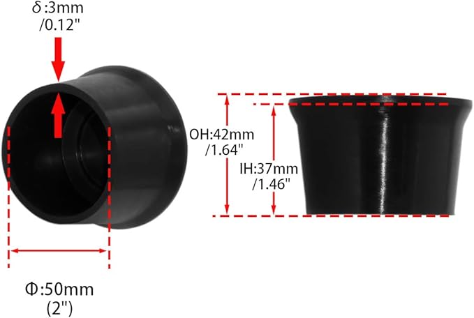 Flyshop 2", 50 mm, Patio Round Chair Leg Caps, Furniture Table Feet Covers - Image 2