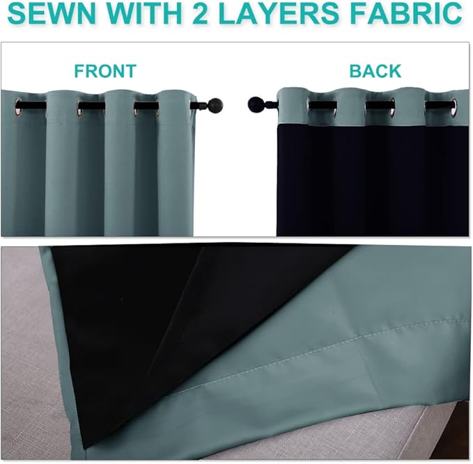 NICETOWN Full Shading Curtains 90" Long 2 Panels Set - Image 5