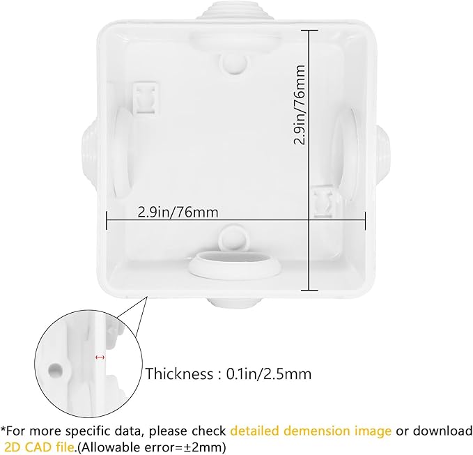 LeMotech Junction Box, ABS Plastic IP55 Water Resistant and Dustproof, - Image 3